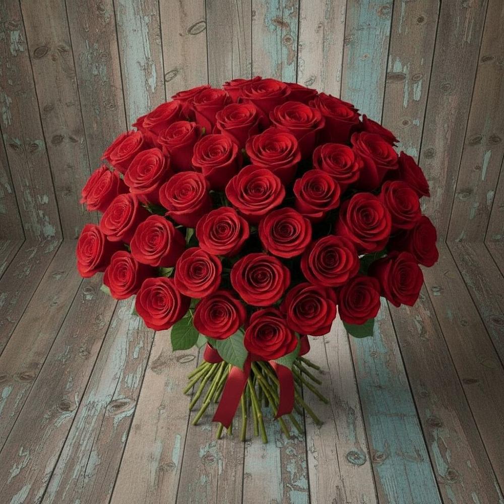 Букет 55 Красных роз Фридом в Ленинских Горках