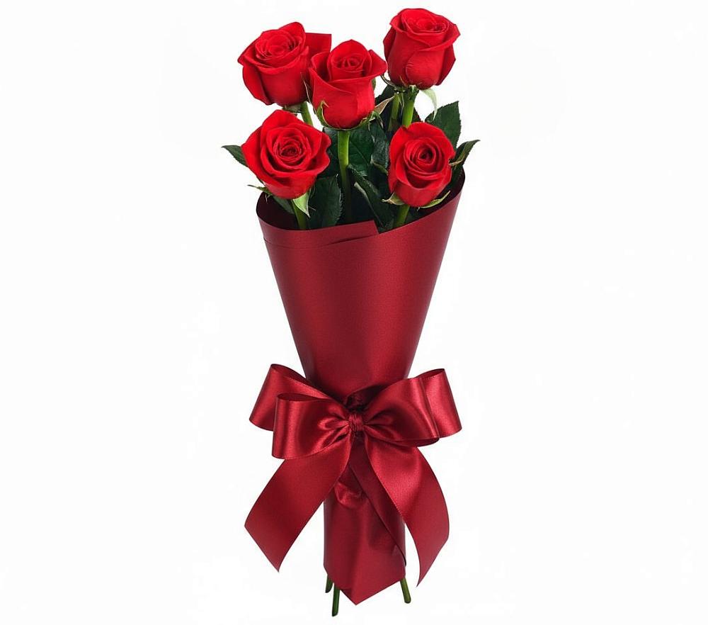 Букет 5 Красных роз Эдлесс Лав в Ленинских Горках