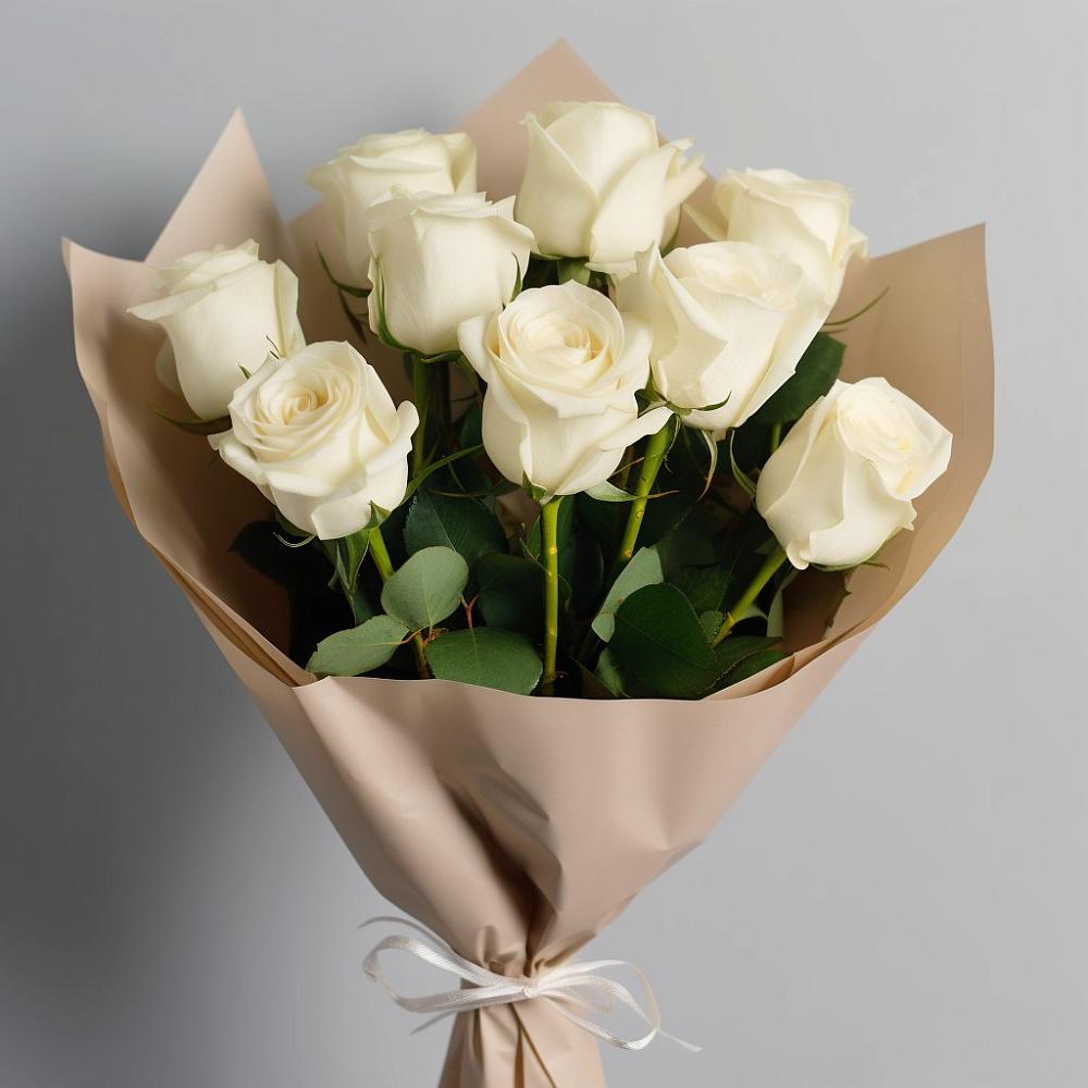 Букет 9 Белых роз Эдлесс Лав в Ленинских Горках