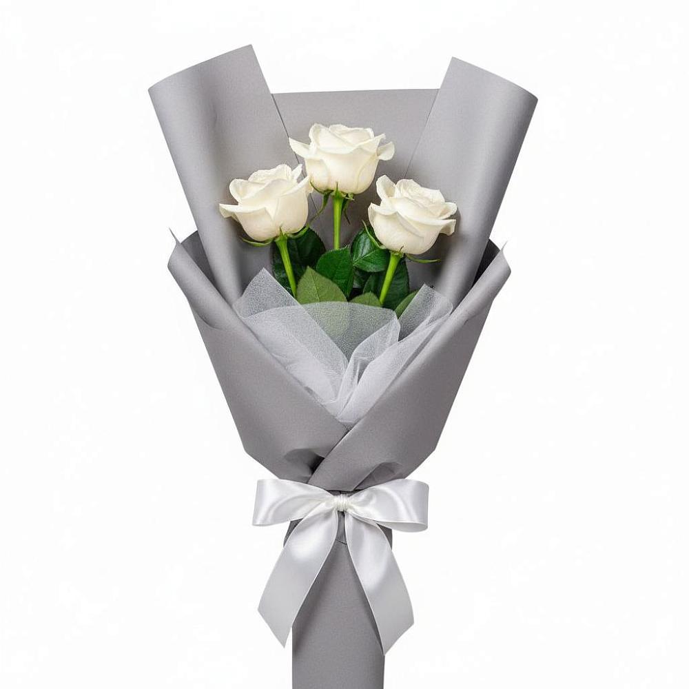 Букет 3 белые розы в Ленинских Горках