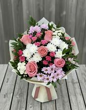 Букет цветов из:  Альстромерии, Гвоздики, Розы и Хризантемы #REPLACE_PRED# Ленинских Горках