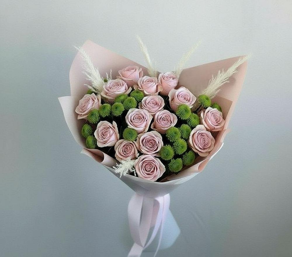 Букет цветов из: Розы и Хризантемы в Ленинских Горках