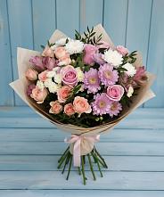 Букет цветов из:  Хризантемы, Розы и Альстромерии #REPLACE_PRED# Ленинских Горках