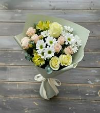 Букет цветов из:  Альстромерии, Розы и Хризантемы в Ленинских Горках