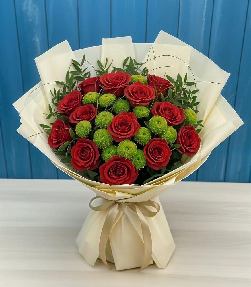 Букет цветов из: Розы и Хризантемы в Ленинских Горках